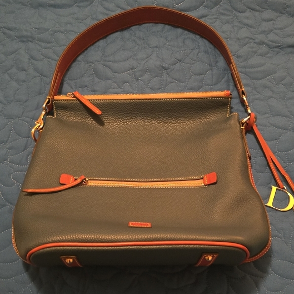Dooney & Bourke Blue and Brown Shoulder Bag with Gold Hardware NWT